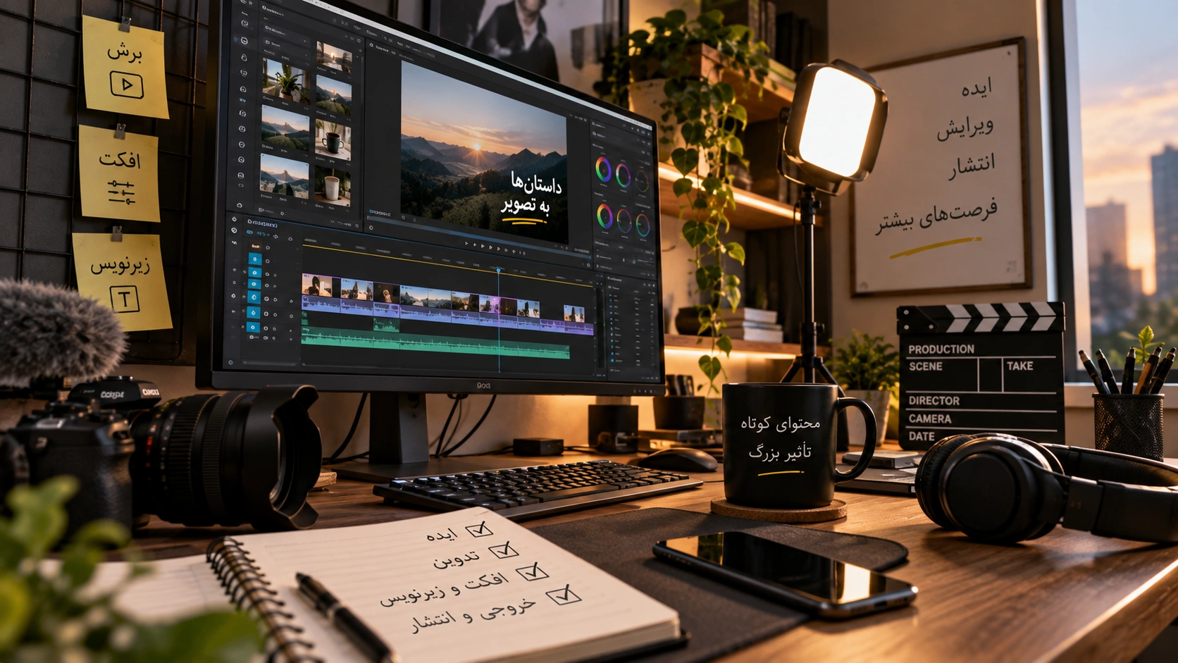 Warm Persian Video Editing Studio