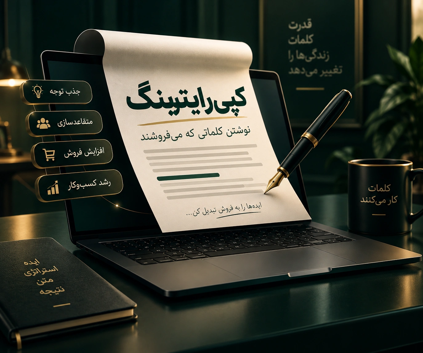Persian Copywriting in Emerald and Gold