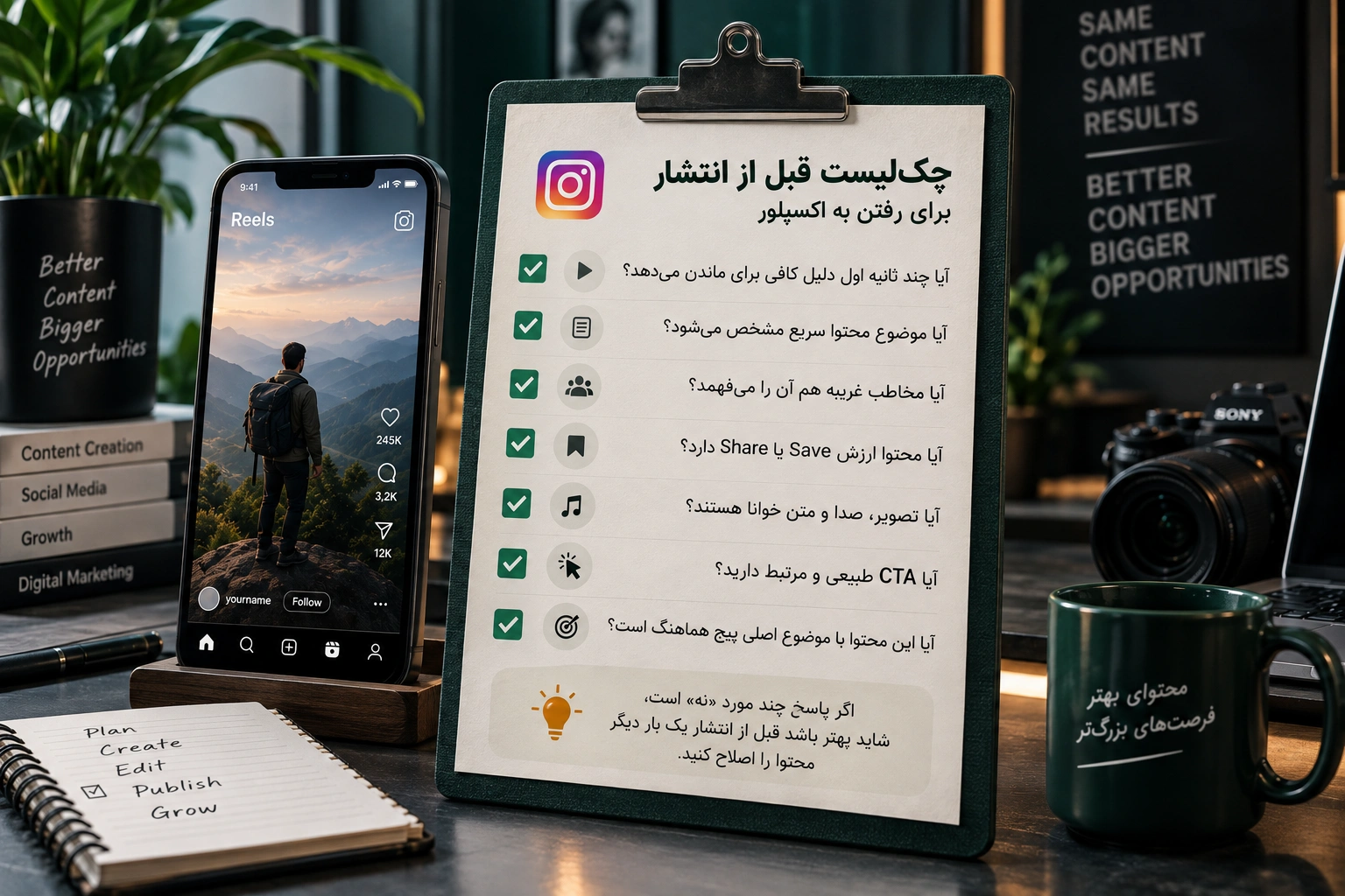 Persian Instagram Content Checklist Workspace