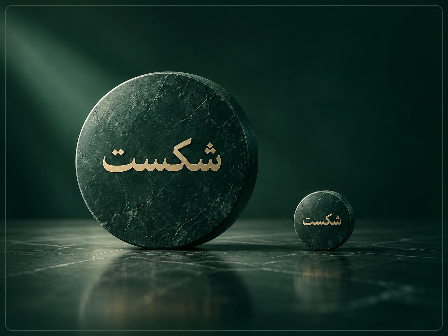 تصویر مفهومی کوچک کردن شکست با دو دایره دارای برچسب شکست که یکی بزرگ و دیگری کوچک‌تر است؛ نمادی از قابل‌مدیریت کردن ترس از شکست